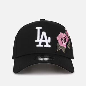 New Era Black Hat with Pink Floral Design